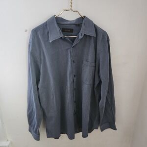 Tasso Elba Mens XXL Blue Pinstripe Long Sleeve Button Down 100%‎ Cotton Shirt